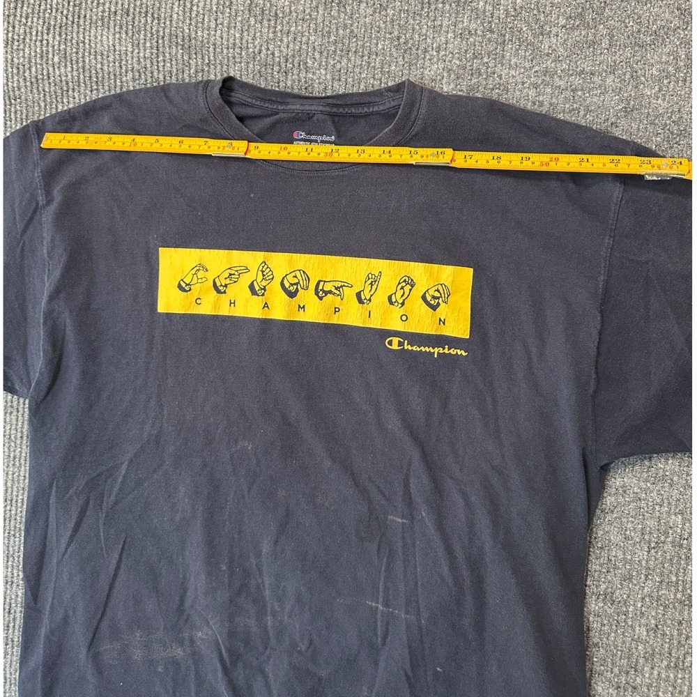 Champion ASL Fingerspelling Graphic T-Shirt 2XL Black Cotton Short Sleeve - Picture 4 of 8